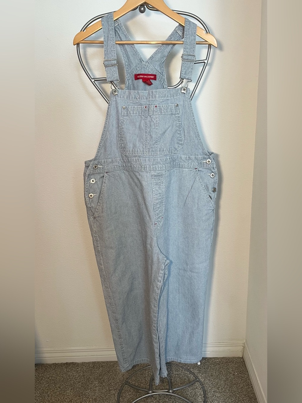 Striped Denim Overalls